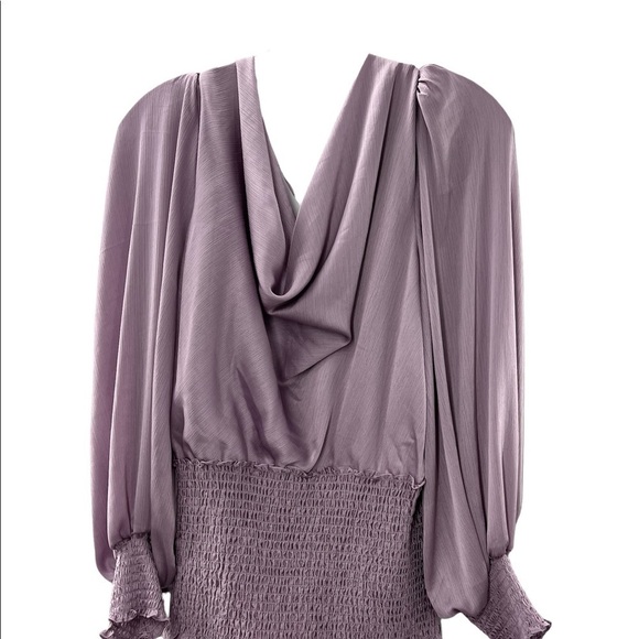 123. NWT Leyden Purple V neck Open Back Long Sleeve Blouse Size Large - Picture 5 of 7